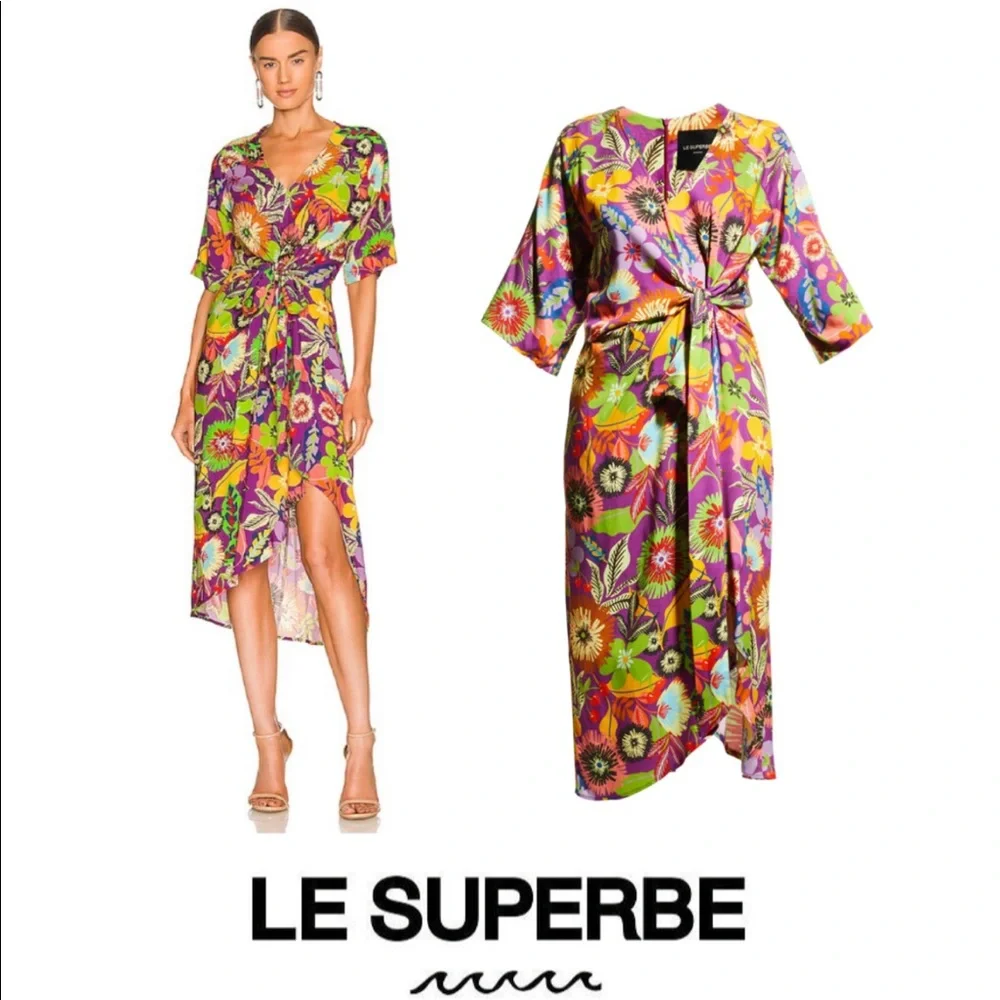๐ NWT Le Superbe | Floral Gypsy Muse Midi Dress | Cherry Lotus Land ๐ Revolve - Picture 1 of 16